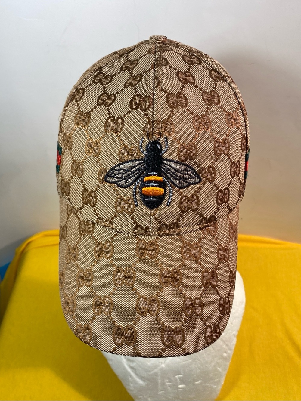 Brown Monogram Cap with Embroidered Bee - Picture 2 of 8